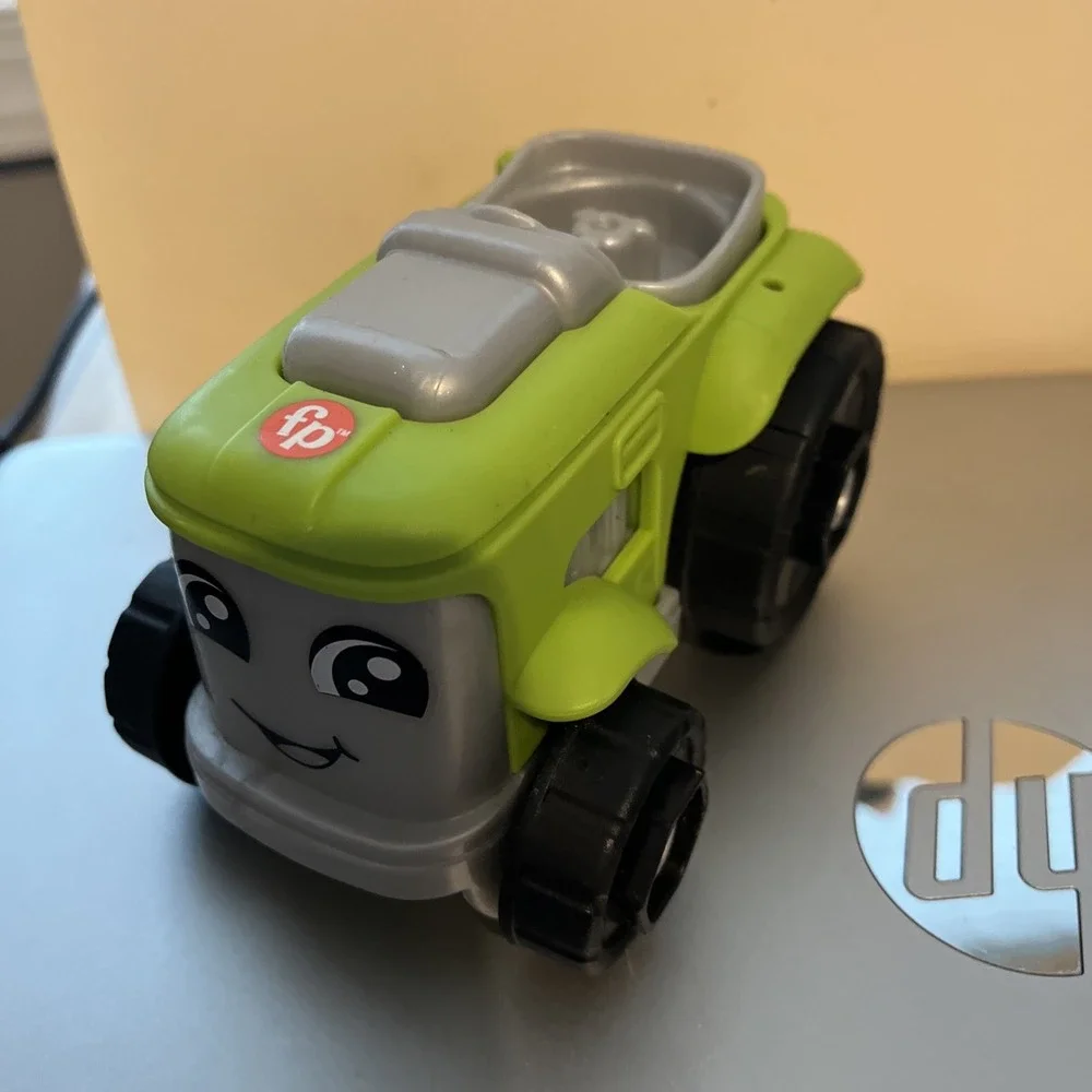Fisher-Price Little People Green Tractor smiling vehicle toy 2023 Mattel